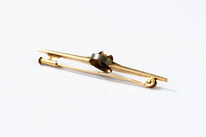 Colored gold barrette brooch centered on...