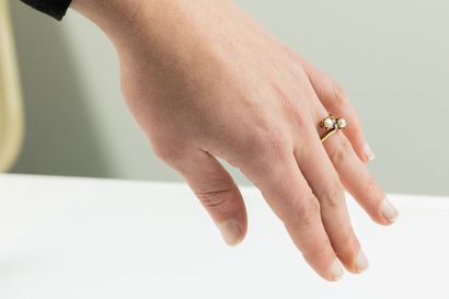 toi et moi ring in yellow gold set with two...