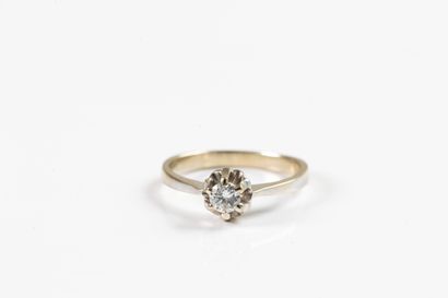 White gold solitaire ring set with a brilliant-cut...