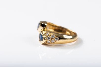 toi et moi yellow gold ring set with two...