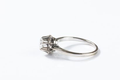 White gold solitaire ring set with a brilliant-cut...