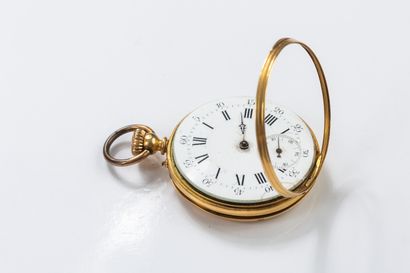 Gold pocket watch, round case no. 2921, delicate...