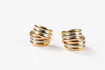 Pair of creole-shaped earrings in colored...