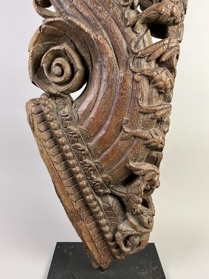 Wooden element of a ceremonial chariot representing...