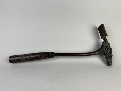 Adze with patterned metal blade and handle...