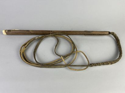 Long sledge whip with wooden handle ending...