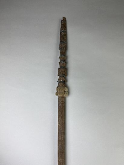 Long stick (or stylized arrow) carved with...