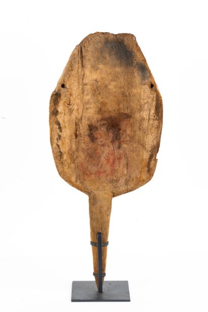 Funerary bundle mask. The face has a rather...