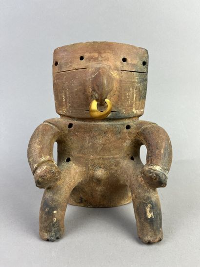 Cacique. Representation of a seated dignitary,...