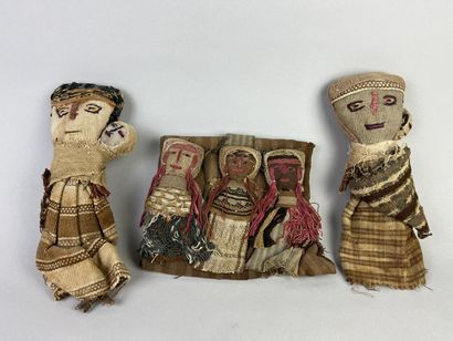 Set of three funerary dolls. Reuse (circa...