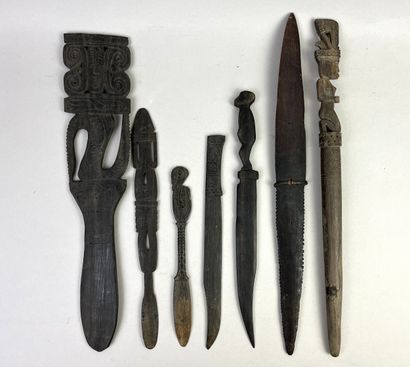 Set of seven objects including a Vanuatu...