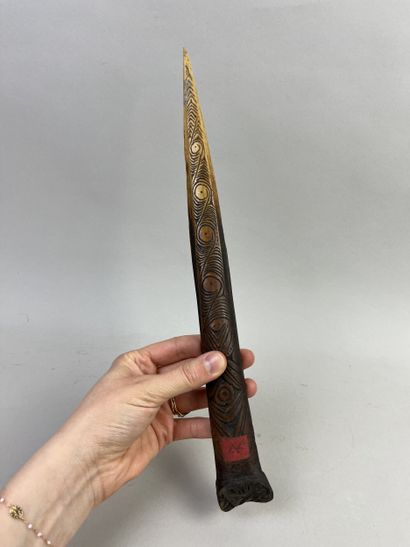 Dagger carved from a tibiotarsus with the...