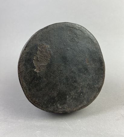 Small hand drum. Wood covered with buffalo...
