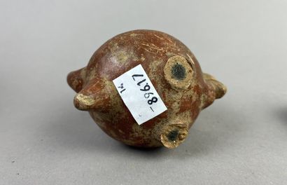 Lot of five objects: A tripod bowl with animal...