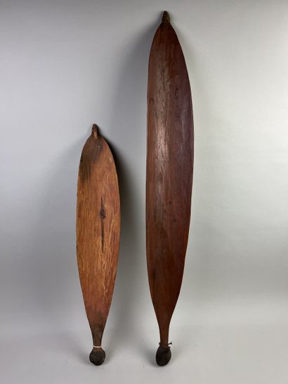 Two propellers or womera. Wood, fiber and...