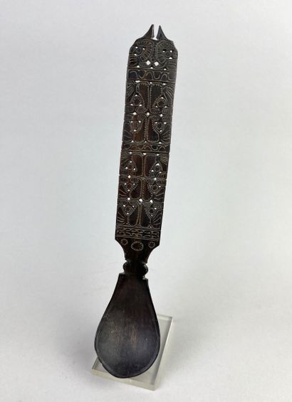 Large spoon decorated with geometric motifs....