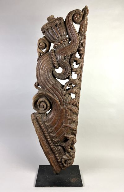 Wooden element of a ceremonial chariot representing...
