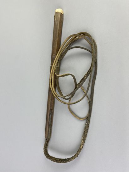 Long sledge whip with wooden handle ending...