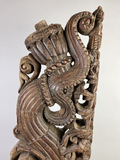 Wooden element of a ceremonial chariot representing...