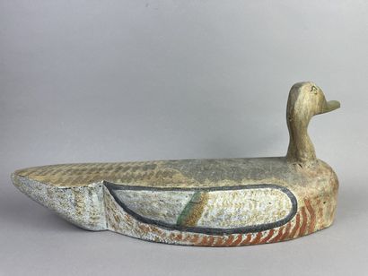 Antique wooden duck caller. Traces of polychromy....