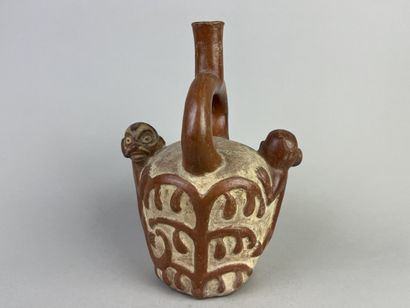 Spherical vase with a flat haystack topped...
