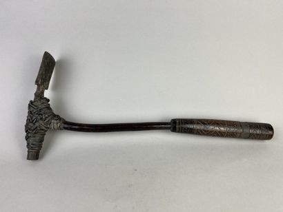 Adze with patterned metal blade and handle...