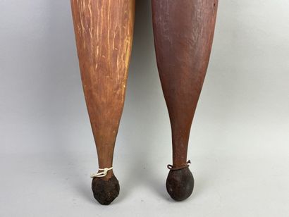 Two propellers or womera. Wood, fiber and...
