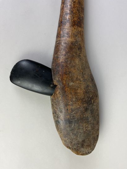 Axe with monoxyle handle and mortised blade....