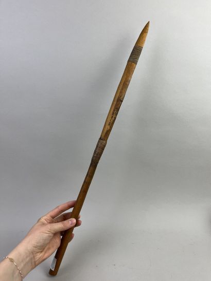 Aboriginal spear head with wooden tip and...