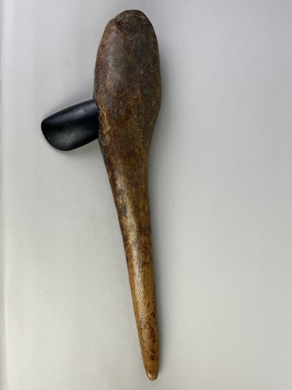 Axe with monoxyle handle and mortised blade....