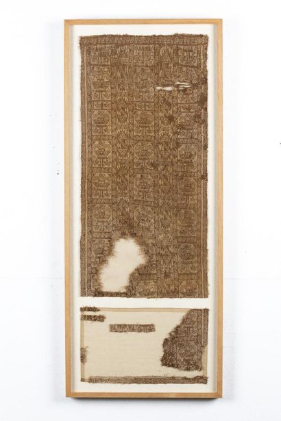 Large fragment of burial cloth decorated...