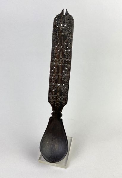 Large spoon decorated with geometric motifs....