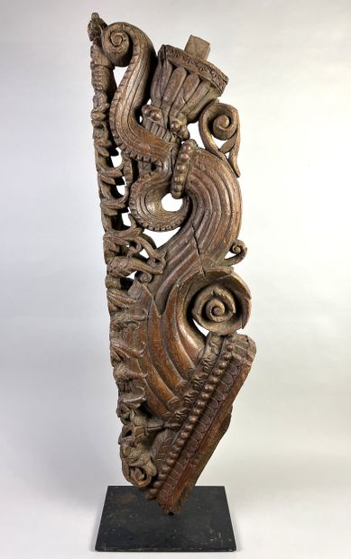 Wooden element of a ceremonial chariot representing...