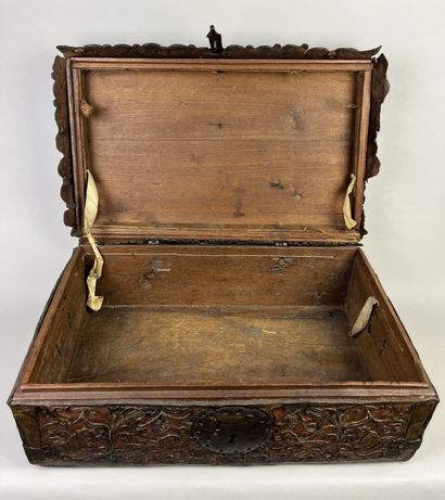 Wooden case covered with embossed, chased...