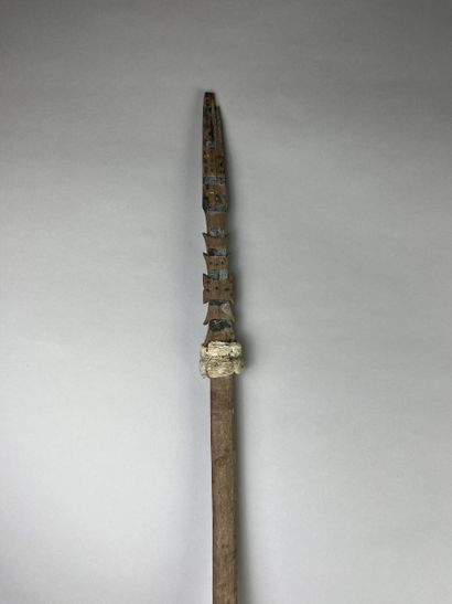 Long stick (or stylized arrow) carved with...