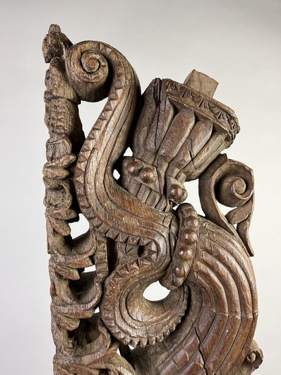 Wooden element of a ceremonial chariot representing...