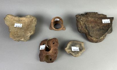 Lot of five vase fragments representing human...
