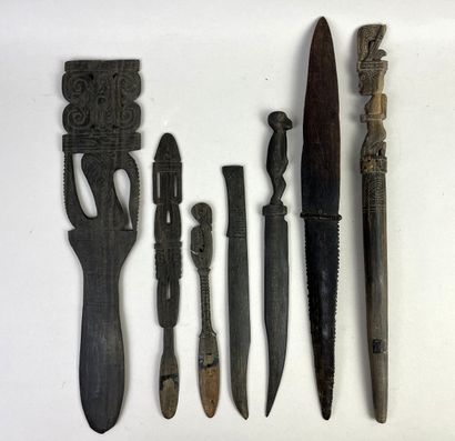 Set of seven objects including a Vanuatu...
