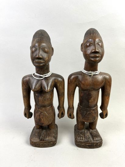 Pair of Ibedji. One male and one female,...
