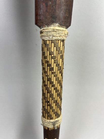 Two heavy wooden war clubs (armas borduna)...