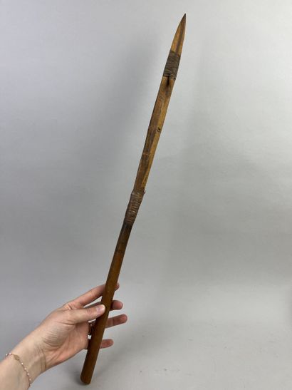 Aboriginal spear head with wooden tip and...