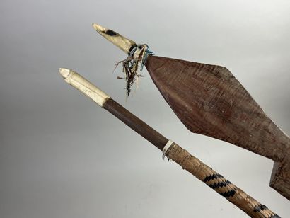 Two ceremonial dance sticks in the form of...