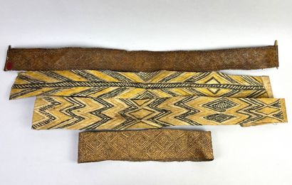 Set of two tapas painted with geometric motifs...