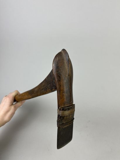 Adze with metal blade, salvaged or exchanged,...