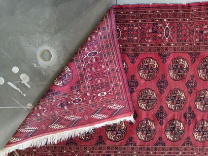 Tapis en laine nouée main à décor de motifs...