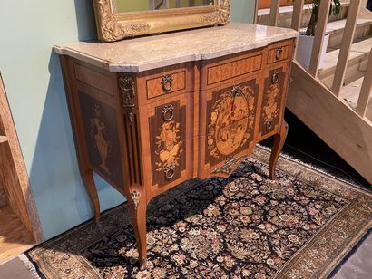 Commode sauteuse à ressaut central en bois...