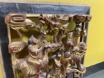CHINE, Ningpo - Fin XIXe siècle
Panneau sculpté...