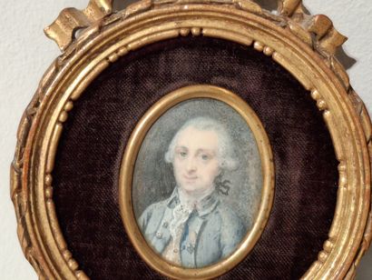 Miniature ovale figurant un portrait d'homme...