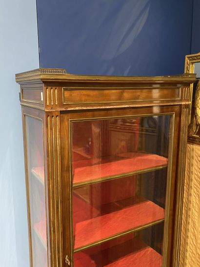 Vitrine en acajou ouvrant à une porte découvrant...