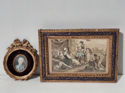 Miniature ovale figurant un portrait d'homme...